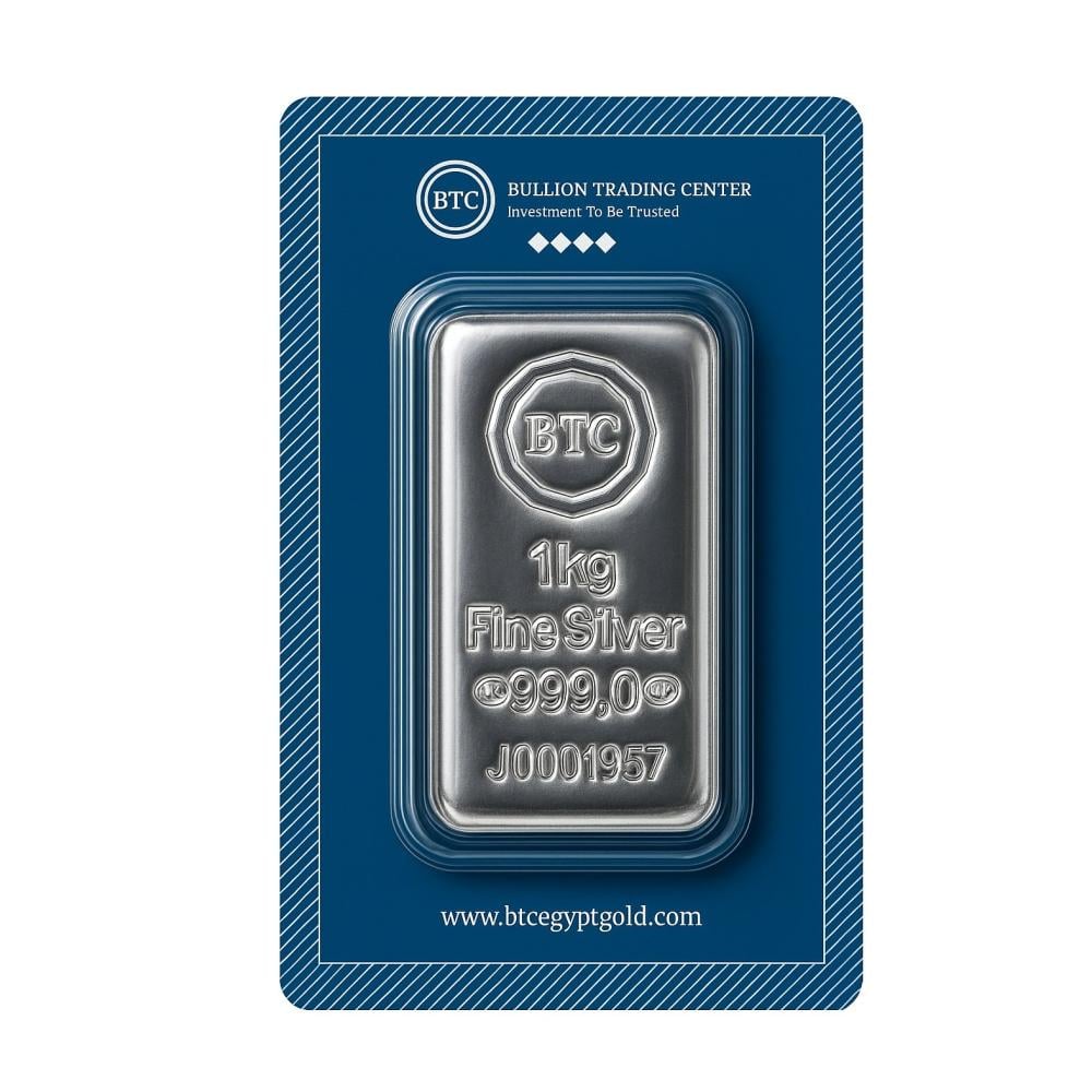 999 純 BTC シルバーバー、1 kg - سبائك ومجوهرات روبي