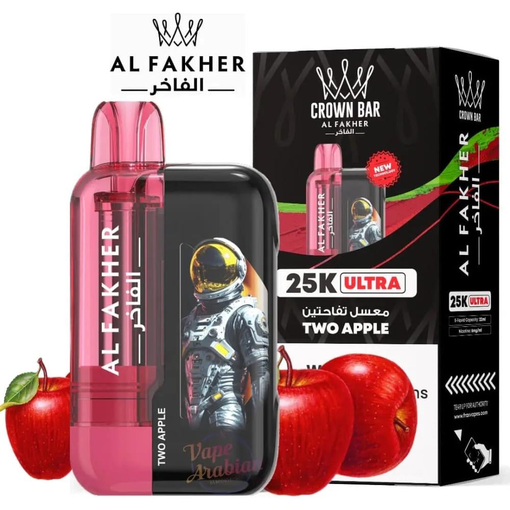 سحبة كراون بار الفاخر الترا 25000 موشة نكهة معسل تفاحتين CROWN BAR ALF