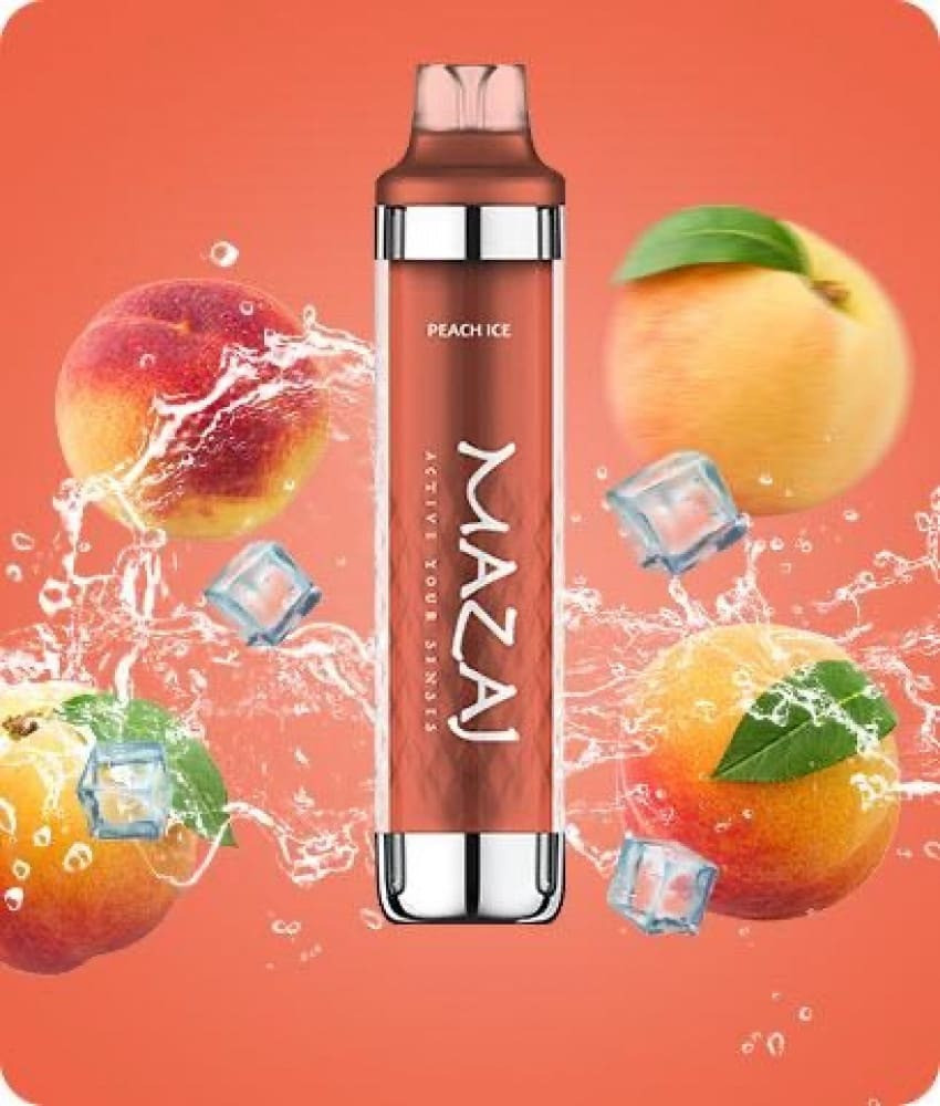 مواصفات سحبة مزاج جاهزة بنكهة مكس خوخ ايس 8000 موشة-MAZAJ BLACK PEACH ICE 8000 PUFFS