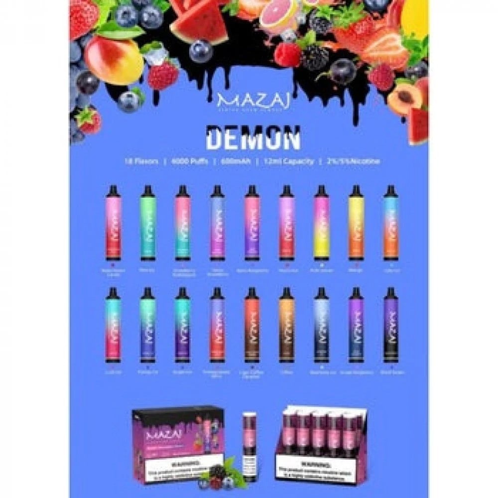 سحبة مزاج جاهزة ديمون بنكهة مكس التوت والرمان 5000 موشة-MAZAJ DEMON DISPOSABLE Pomegranate Berry 5000 PUFFS