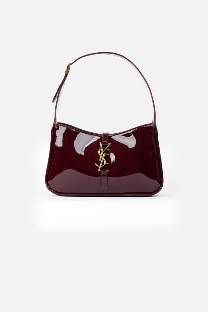 شنطة نسائية فاخره جلد لامع لون برغندي