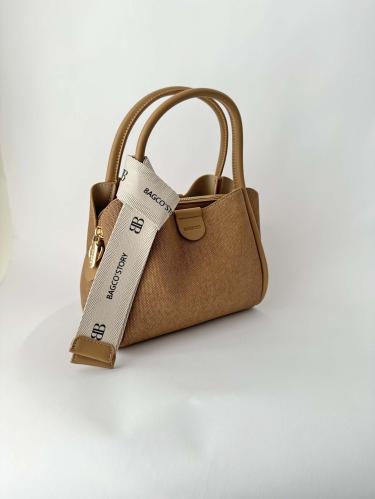 Camel color bag made of durable fabric