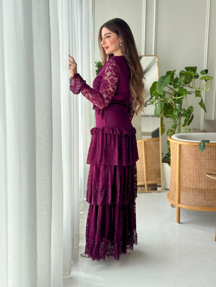 Berry Layered Lace Dress