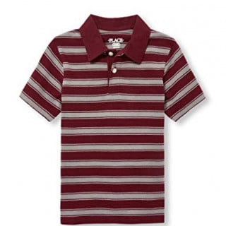 بلوزة بولو ولادي ماركة تشلدرن بليس  مخططة عنابي