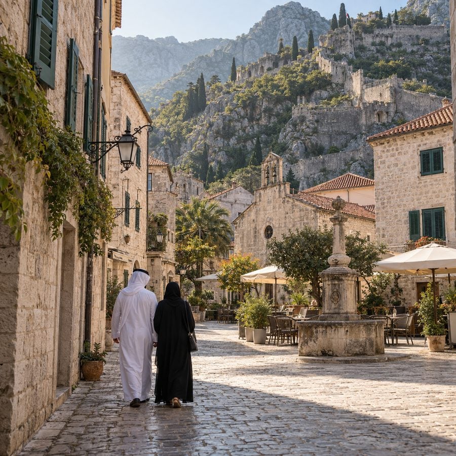 أزقة مدينة كوتور القديمة الحجرية وأسوارها الممتدة على الجبل