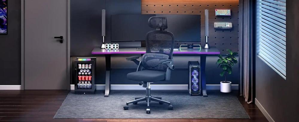 كرسي مكتب مريح للالعاب M102BKمن سيهو، كرسي كمبيوتر عالي الظهر بتصميم مزدوج الظهر - وسادة قطنية فردية ومساند ذراع ثلاثية الابعاد ومسند راس قابل للتعديل ووسادة سميكة مريحة (اسود) ق