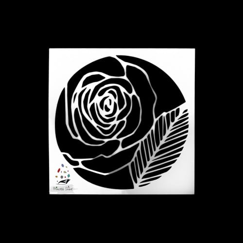248 - ورق استنسل طبعة وردة الجوري رقم 1 - 13سم * 1...