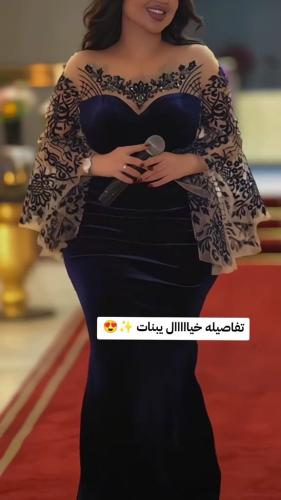 فساتين سهرة مخمل مع شك