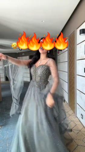 فستان سهرة تل تطريز مع لولو