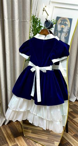 فستان بناتي مخمل مع دانتيل