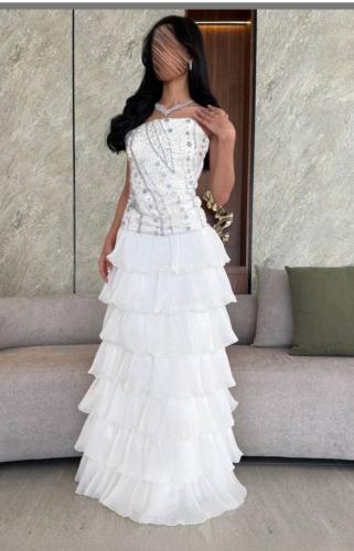 فستان سهره ابيض قماش جازار