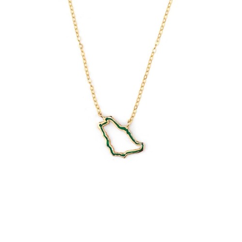 سلسال الخريطة الوطنية مع تلوين المينا فضة خالص مع حجر كريم