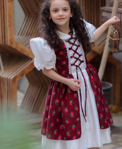 فستان شالكي بناتي  بالاسم مع ربطة فساتين وازياء رمضان