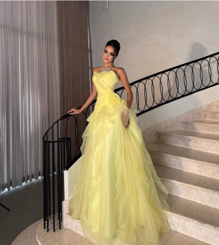 فساتين نسائية سهره قماش اورجنزا دبل كلوش