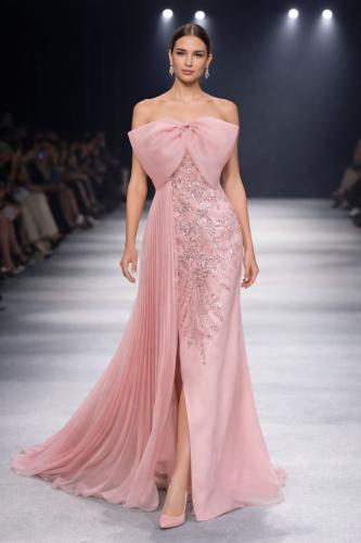 فستان سهرة قماش باربي مع جازار اورجنزا