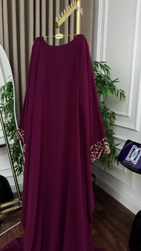 جلابيه رمضانيه نسائي شيفون مع باربي تطريز كمبيوتر