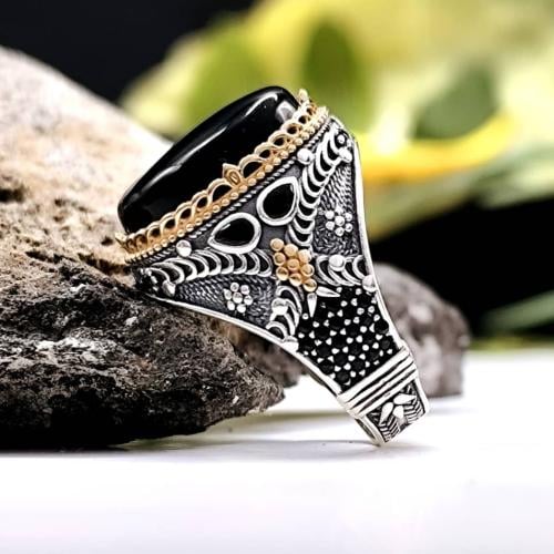 خاتم فضة رجالي مع احجار كريمة وعقيق خواتم رجاليه فضه إيطالي خالص عيار925 مع حجر كريم او مع عقيق