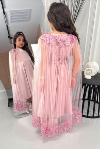 فستان العيد بناتي خامة دانتيل كوري مع شيفون