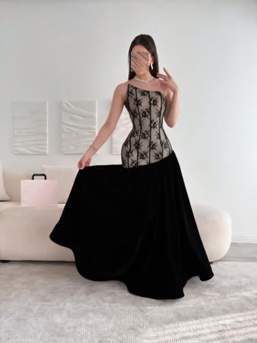 فستان سهره قماش جوخ شتوي دبل كلوش