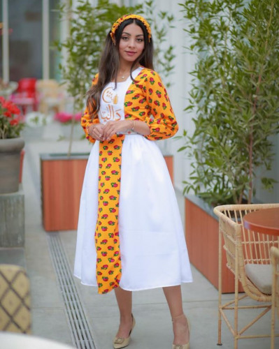 فستان شالكي نسائي  بالاسم مع ربطة فساتين وازياء رمضان