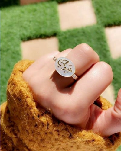 خواتم نسائي ملكي فضة إيطالي خالص عيار 925 مع نحت الاسم والسيفين ونخلة او سادة مع حجر الاونكس الكريم او مع عقيق