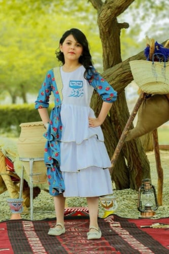 فستان شالكي نسائي بناتي بالاسم مع ربطة فساتين وازياء رمضان