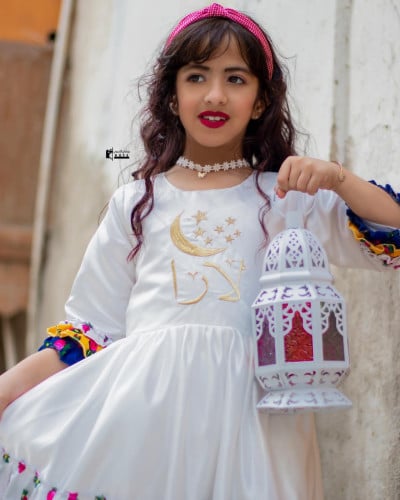 فستان شالكي  بالاسم مع ربطة فساتين وازياء رمضان