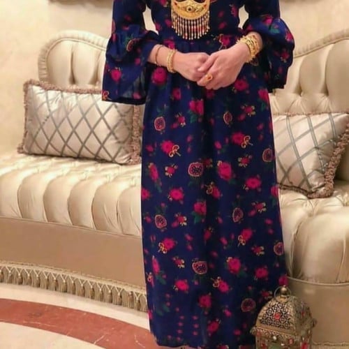 جلابيه رمضانيه نسائية شالكي كحلي غامق