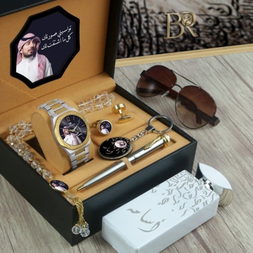 طقم وبوكس رجالي هدايا مع ساعة رجاليه مع توابع الما...