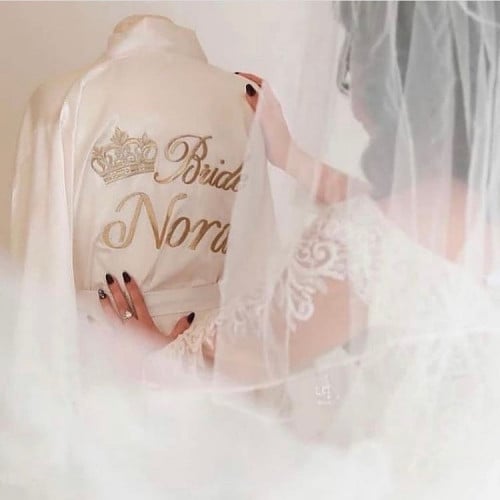 روب انيق حرير روب عروس بالاسم