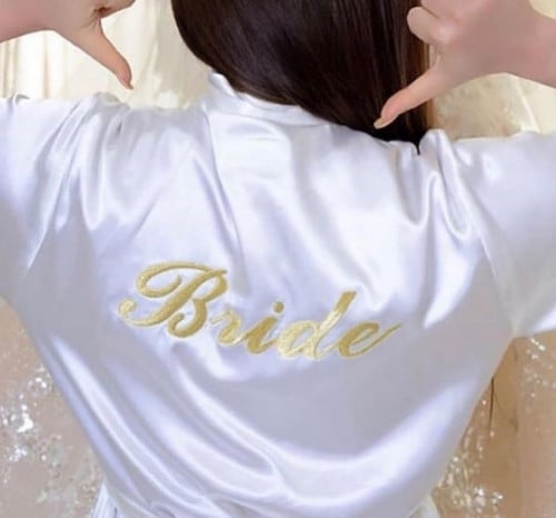 روب انيق حرير روب عروس بالاسم طباعة