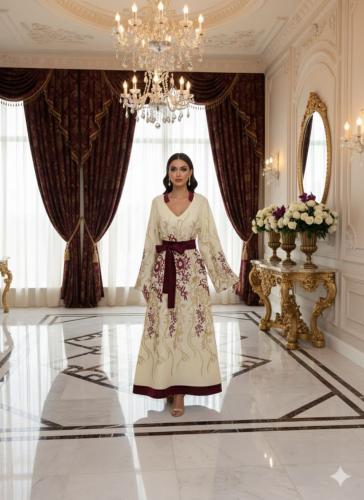 جلابيه نسائية سهرة خامه سي واي تطريز كمبيوتر