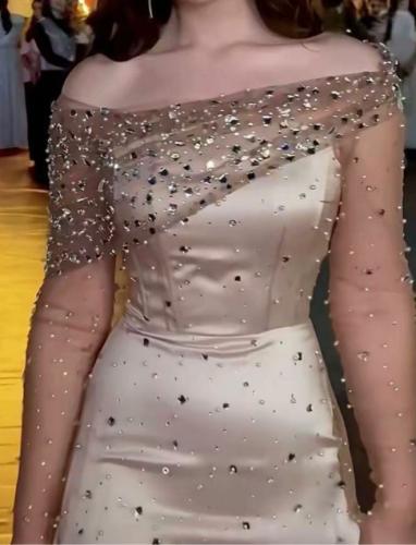 فستان سهرة قماش تفته استرتش