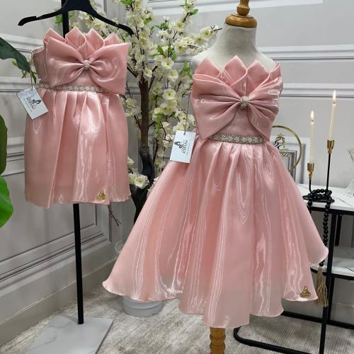 فساتين بناتي زهري قماش ميكادو