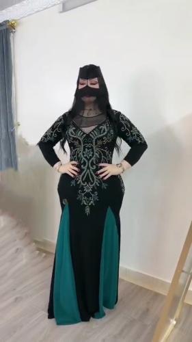 فستان سهرة كريب استرتش مع شيفون