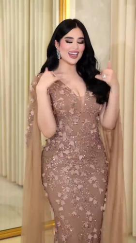 فستان سهره قماش سهرة مع شيفون