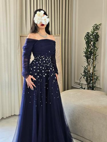 فستان سهرة قماش تل