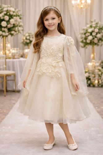 فستان بناتي خامه ارجنزه مع كلفه مشجره