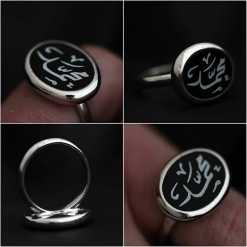 خواتم فضة رجالي إيطالي خالص عيار 925 مع نحت الاسم والسيفين ونخلة او سادة مع حجر الاونكس الكريم او مع عقيق