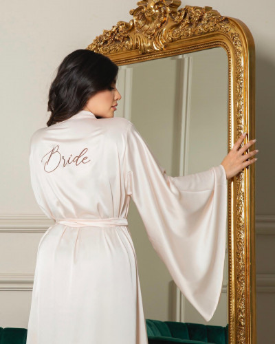 روب انيق حرير روب عروس  بالاسم طباعة