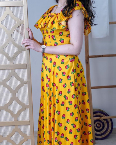 جلابيه رمضانيه نسائية شالكي اصفر