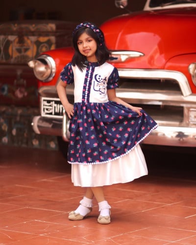 فستان شالكي بناتي مع ربطة فساتين وازياء رمضان