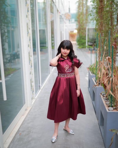 فستان شالكي   بالاسم مع ربطة فساتين وازياء رمضان