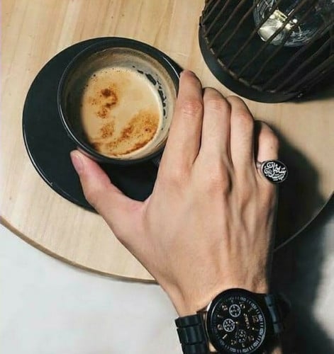 خواتم رجالي ملكي فضة إيطالي خالص عيار 925 مع نحت ا...