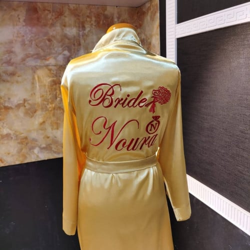 روب انيق حرير روب عروس بالاسم طباعة