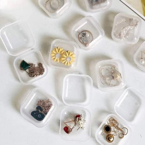 صندوق تخزين مجوهرات شفاف 10 قطع