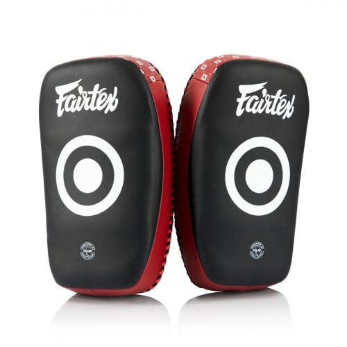 FAIRTEX - SMALL LIGHTWEIGHT CURVED KICK PADS (KPLC6) - BLACK/Red