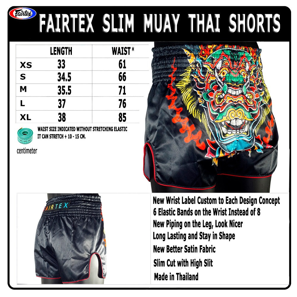 Fairtex muay thai shorts hot sale sizing