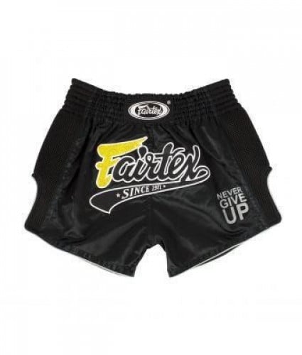 FAIRTEX BLACK SLIM CUT MUAY THAI BOXING SHORTS (BS...