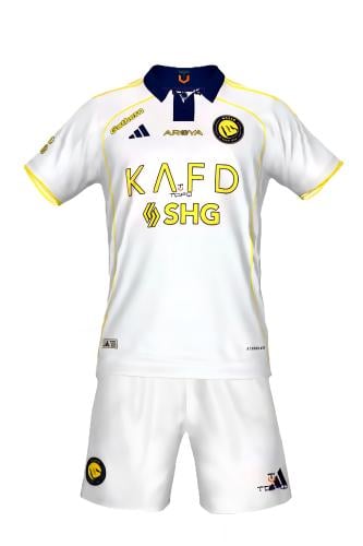 طقم نادي النصر الأبيض الثالث الجديد ع الشعار الجديد الموسم 2025-2026